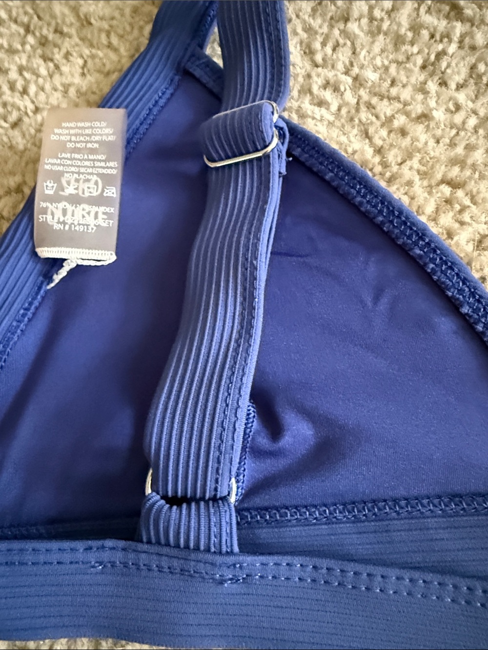 Double Zero Navy Ribbed Triangle Bikini Set - Picture 5 of 5